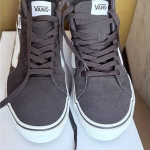 Vans Brown and Cream High-Top Sneakers
